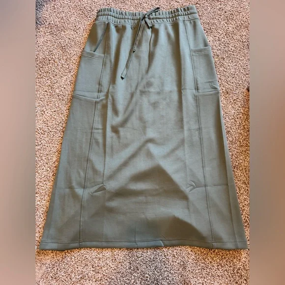 Rae Mode Scuba Long Skirt with Drawstring Waist GRP B Sage Leaf - Picture 2 of 7